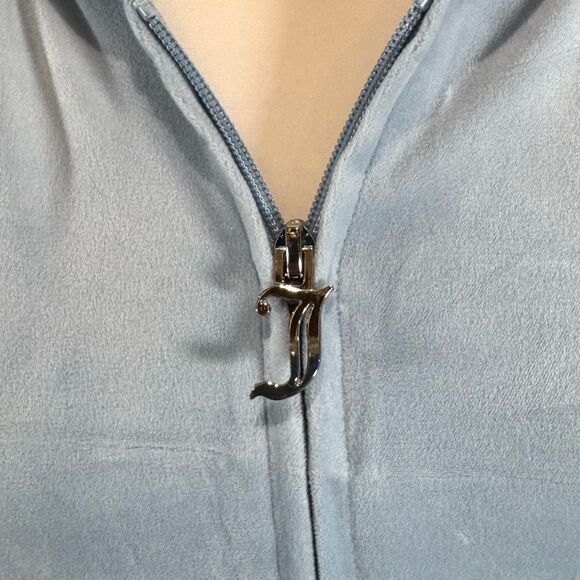 Juicy Couture OG frosted ice blue rhinestone one zip up hoodie size large NWT - Picture 8 of 12